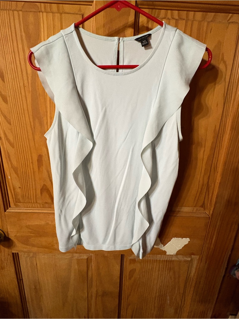 Ann Taylor Light Blue Ruffle-Front Sleeveless Top